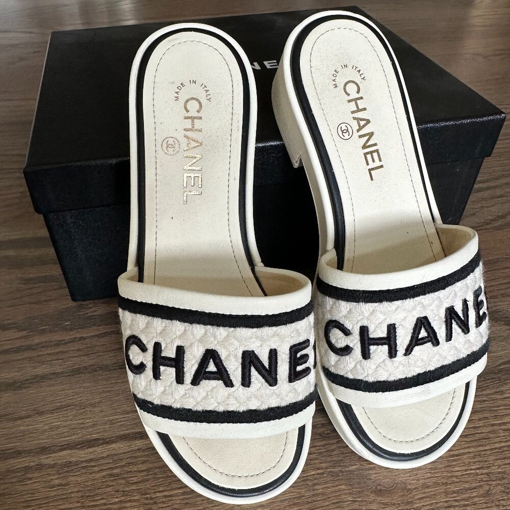 Chanel Ivory Mules